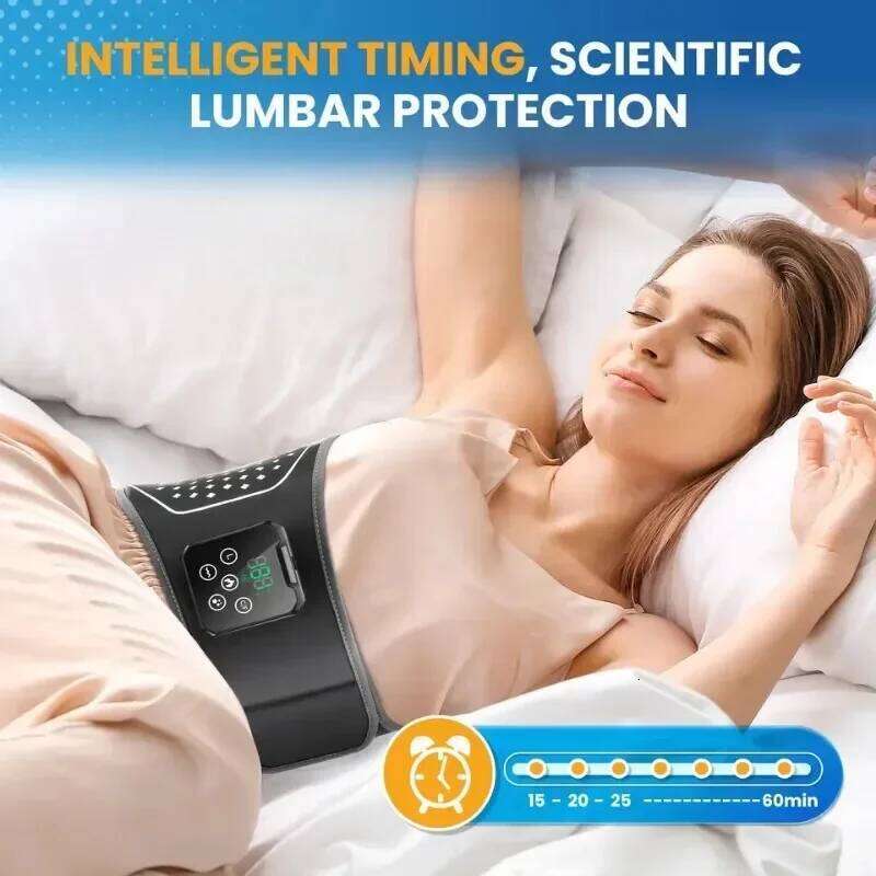 4-speed Heated Vibration Back Brace Massage Belt Pressure Lumbar Traction for Pain Relief Hot Compression Waist Support Massager