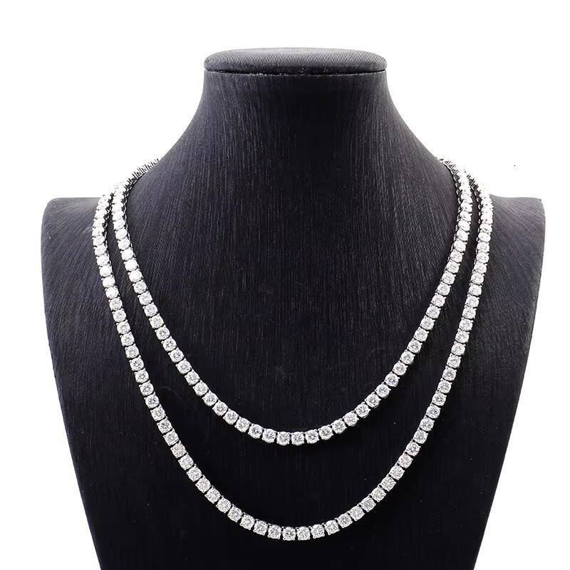 Fine Jewelry VVS Moissanite Tennis Necklace 2mm 3mm 4mm 5mm 6mm Round Cut 925 Sterling Silver Single Row Stone GRA Certificate