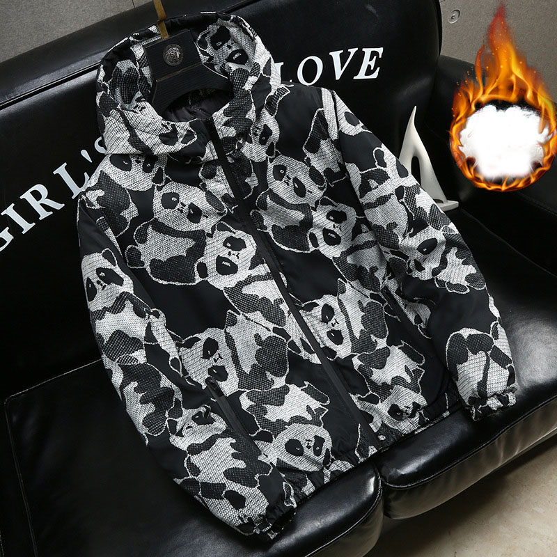 new Free Shipping Designer Winter Trend Letter Print Mens Cotton Jacket with Additional Cotton Padding and Hood Comfortable and Warm Cotton Coat