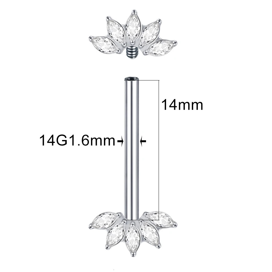 1Pc Nipple Barbell Ring CZ Crystal Gold Plated Dangled Shield Barbell for Women Internally Thrteaed Nipple Piercing 250722
