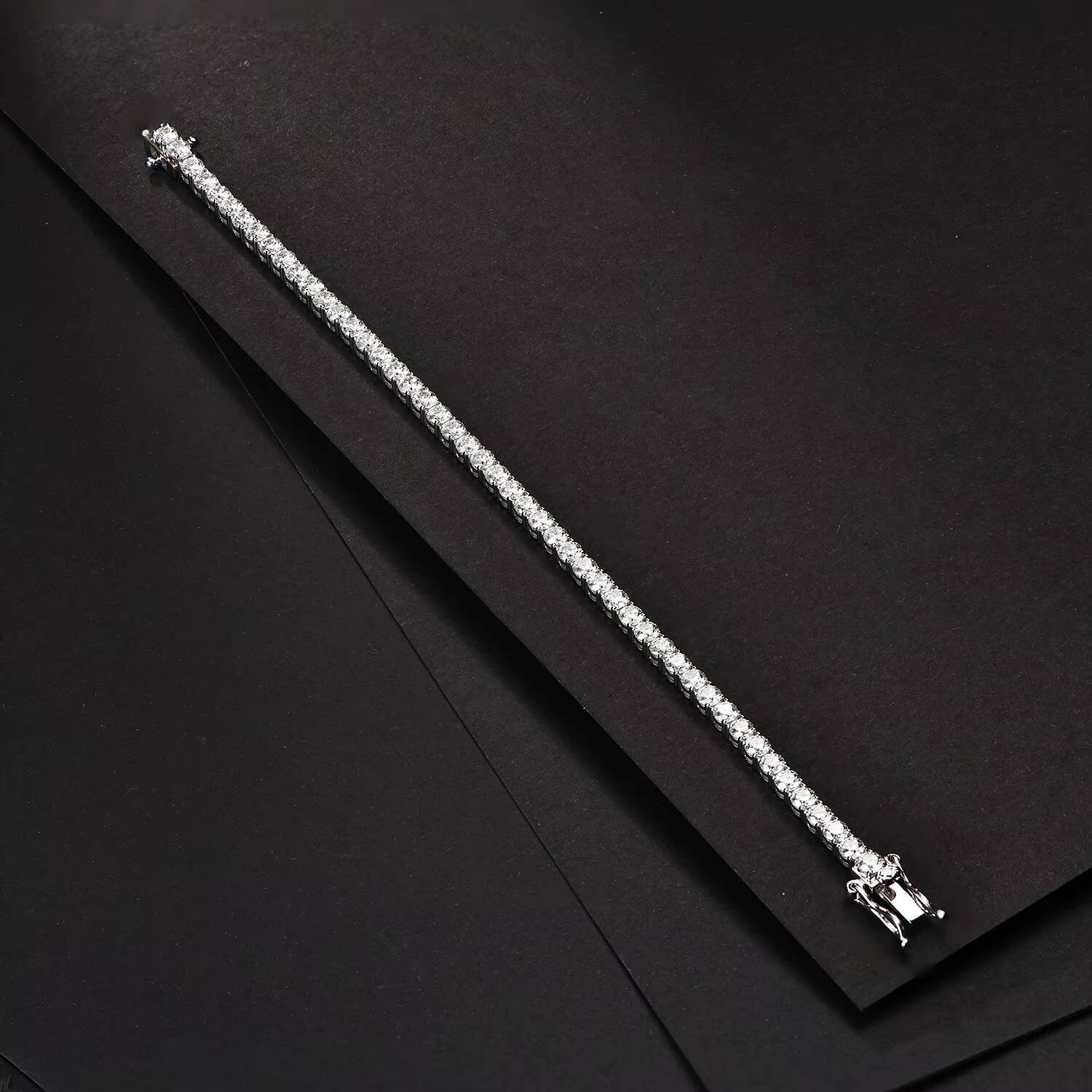 Attagems 3.0mm D Color 925 Sterling Silver Tennis Bracelet 3mm Moissanite Chain Bracelet for Christmas Gift