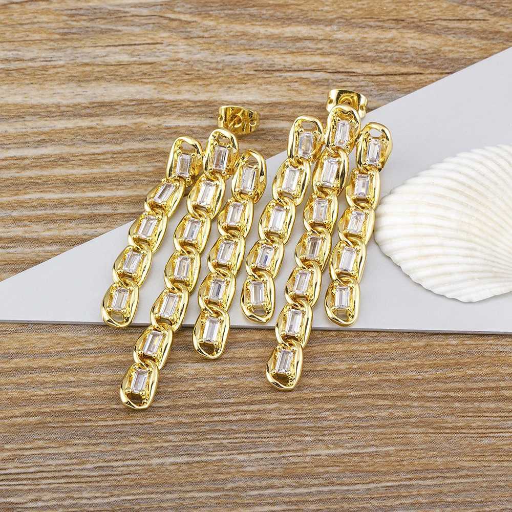 100% Bohemian Tassel Design Copper CZ Multicolor Women Pendant Earrings Charm Exquisite Jewelry Wedding Party Birthday Gift XJ250722