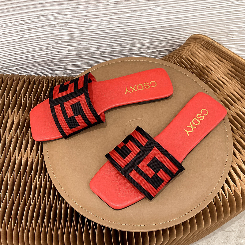 Luxury Brand Designer Shoes Flat Heel Sandals For Women, Outdoor Wear, 2024 Summer New Style, Non-Slip, Internet Celebrity Ins Style, One-Strap Sand