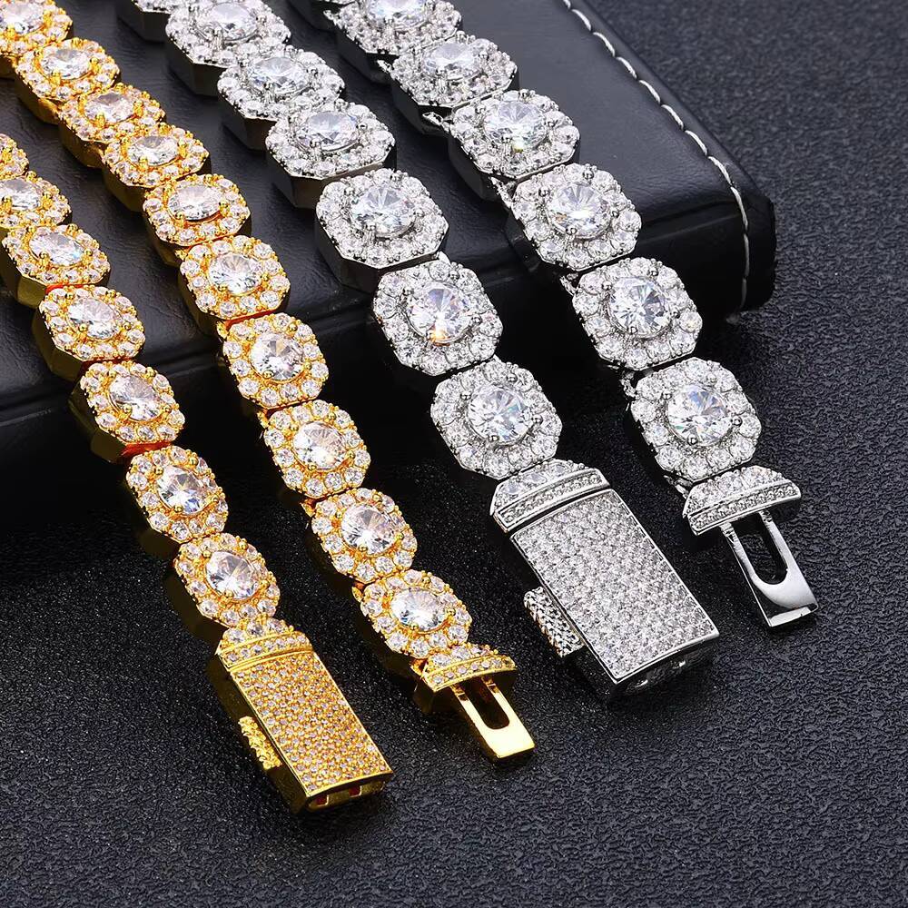 Hot Selling 925 Sterling Silver Iced Tennis Chain Necklace VVS Moissanite Diamond for Men and Women Hip Hop Style