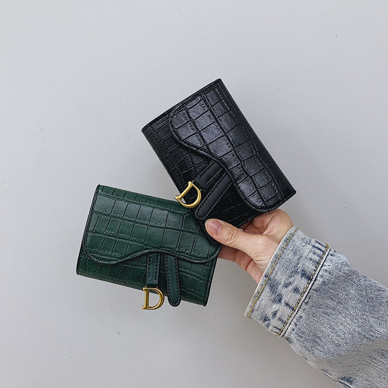 wallet designer woman Free Shipping 2025 New D-Clasp Crocodile Print Wallet for Women - Compact Korean Style Tri-Fold with Card Slots & Coin Pocket