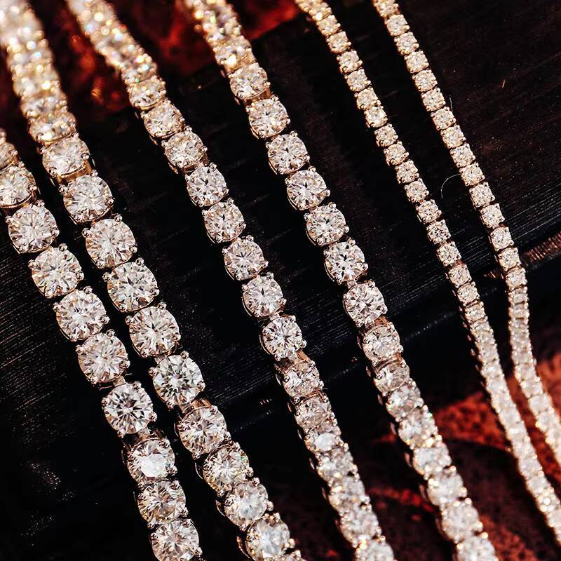 Fashion Jewelry Iced Out Diamond Tennis Chain 4mm 22/24 Inches 925 Sterling Silver VVS Moissanite Tennis Chain Necklace