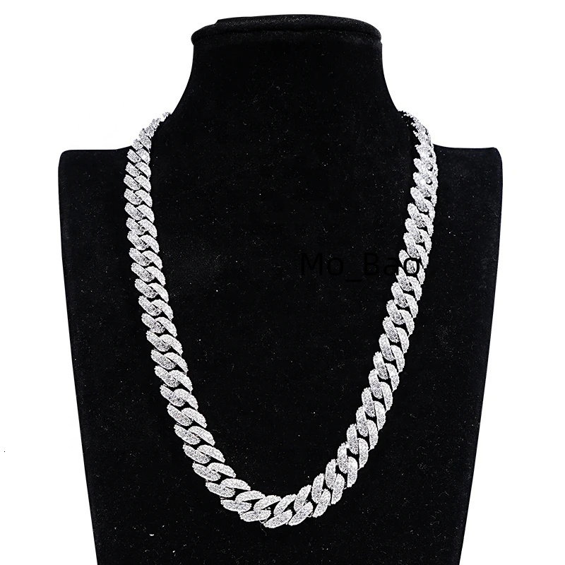 VVS Moissanite Diamond 925 Sterling Silver Necklace Luxury Customized Iced Hip Hop Cuban Chain IGI Certification Gold Trendy