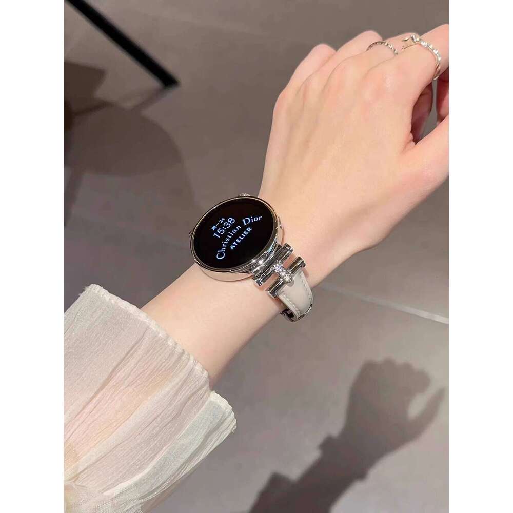 Compatible With Huawei Gt5 Watch Strap Leather Arc De Triomphe Dia-Encrusted Butterfly Buckle Gt3 2Gt4 Prowatch 34 Autumn Winter Women