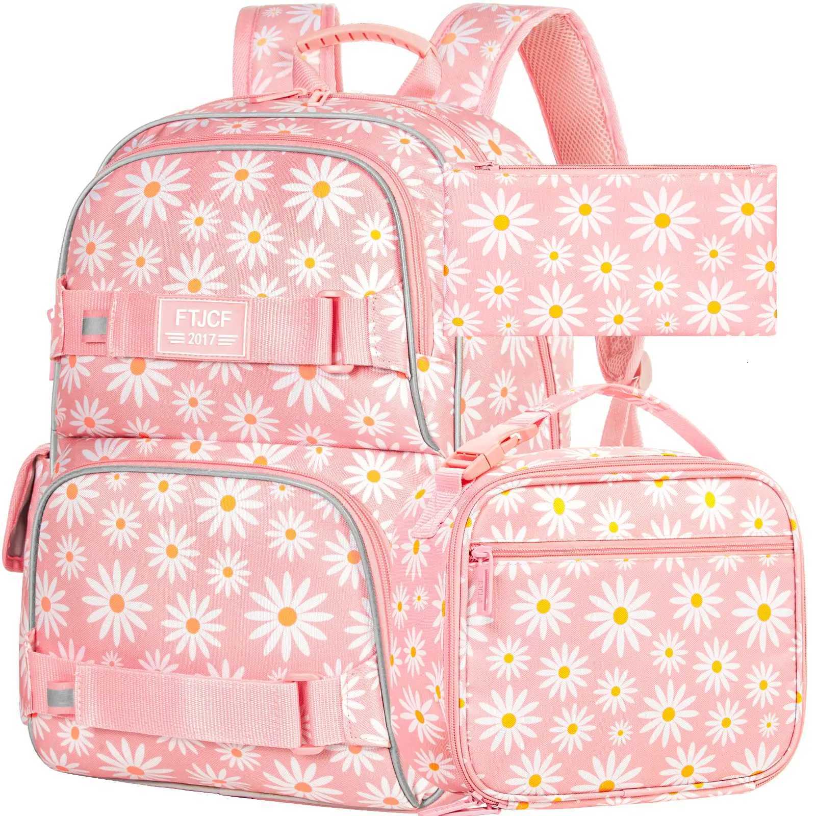 3PCS Daisy Girls Backpack 17 Inch Laptop School Backpack Teen College Water Resistant Kids Backpacks with Lunch Box Set Y250722
