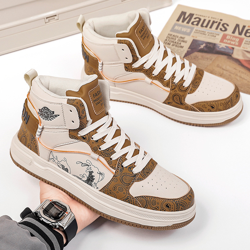 Sports shoes men autumn and winter high top leather casual shoes fashion leisure sports shoes sneakers men 2025