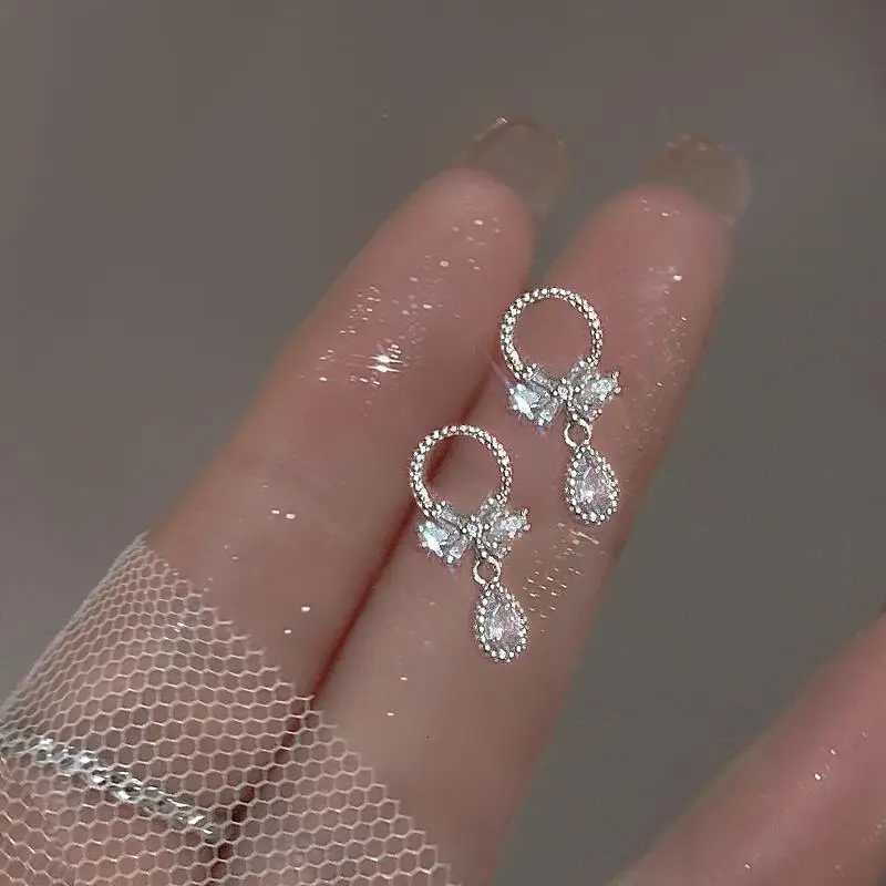 New Fashion Trend Design Elegant Delicate Korean Sweet Knot Bow Heart Zircon Tassel Earrings Women Jewelry Party Girl Gift XJ250722