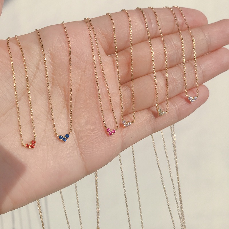 Designer Jewellery High Quality Light Luxury Birthstone Heart Necklace with Month Gemstone Clavicle Chain for All Occasions Gift Textured Elegant Acce