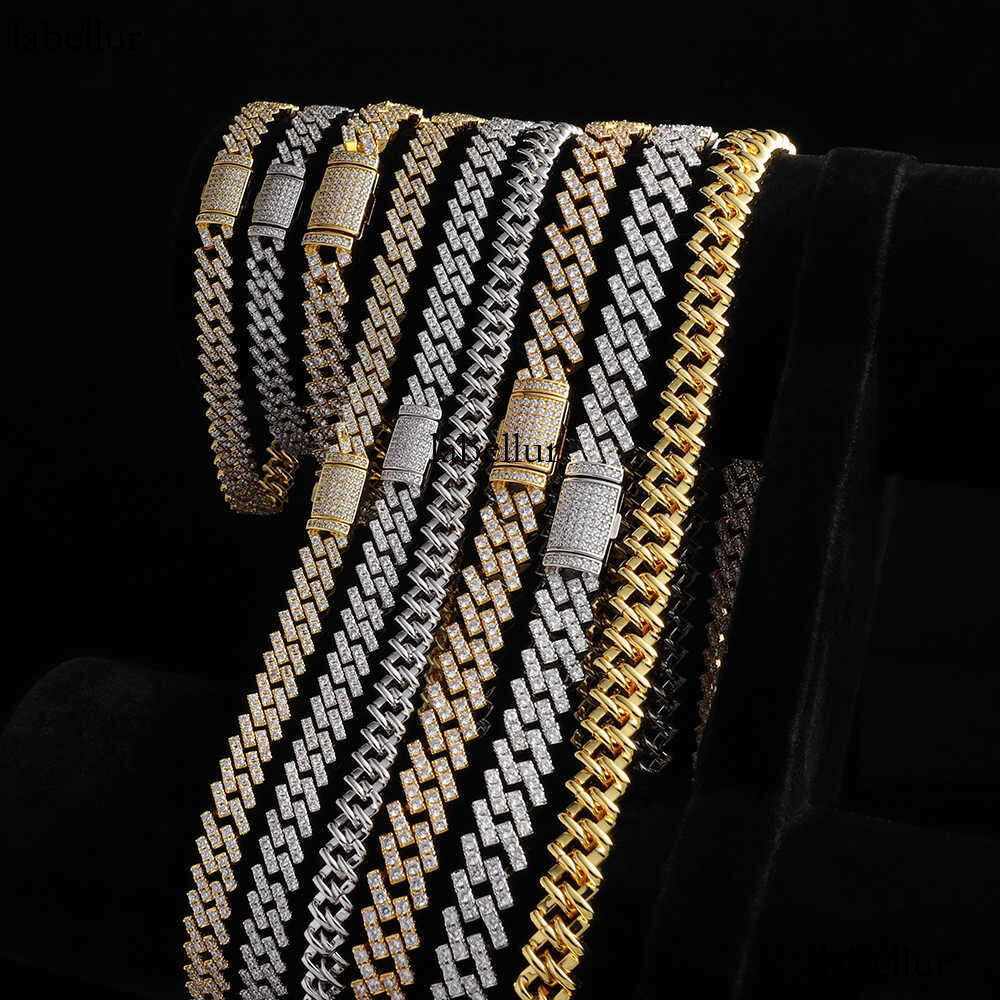 Pendant Necklaces Pass Diamond Test Hip Hop Jewelry Vvs Stone Shiny 2row 3row 4row Men 925 Sterling Silver Necklace Moissanite Cuban Link Chain