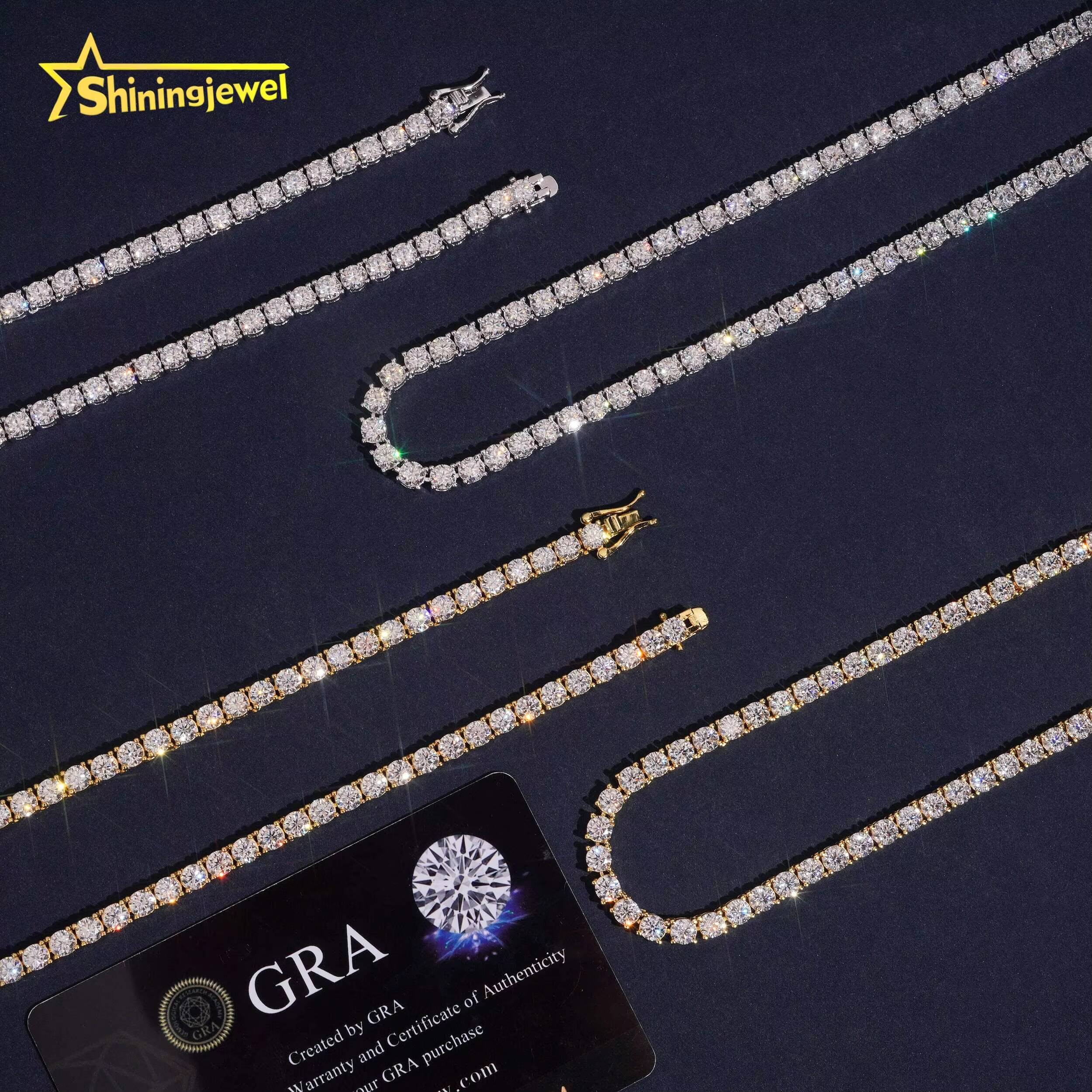 USA Warehouse Hot Selling 3mm Fast Delivery Pass Diamond Tester 925 Moissanite Tennis Bracelet Tennis Chain Moissanite