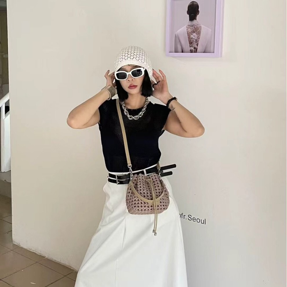 Free shipping designer bag 2025 New High End Handbag Bucket Bag Pure Handwoven Bag Niche Single Shoulder Bag Crossbody Bag
