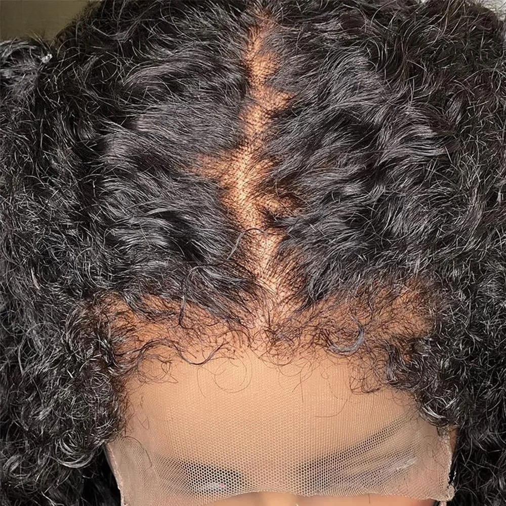 250% Kinky Curly Human Hair Wigs 4c Edges Deep Wave Frontal Wigs 13x4 HD Lace Wigs Glueless Wig Wear And Go Pre Plucked Lace Front Human Hair Wig For 