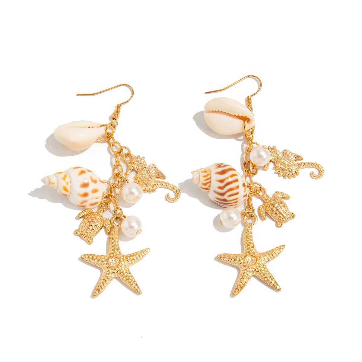ingemark Y2K Boho Starfish Scallop Long Tassels Drop Earrings for Women Summer Beach Piercing Hanging Earrings Wedding Jewelry XJ250722