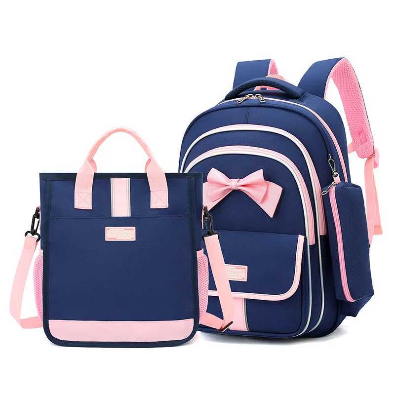 3-piece Children Bow School Bag for Boys and Girls 2 Sizes of High-Capacity School Backpacks Kids Nylon Waterproof Schoolbags Y250722