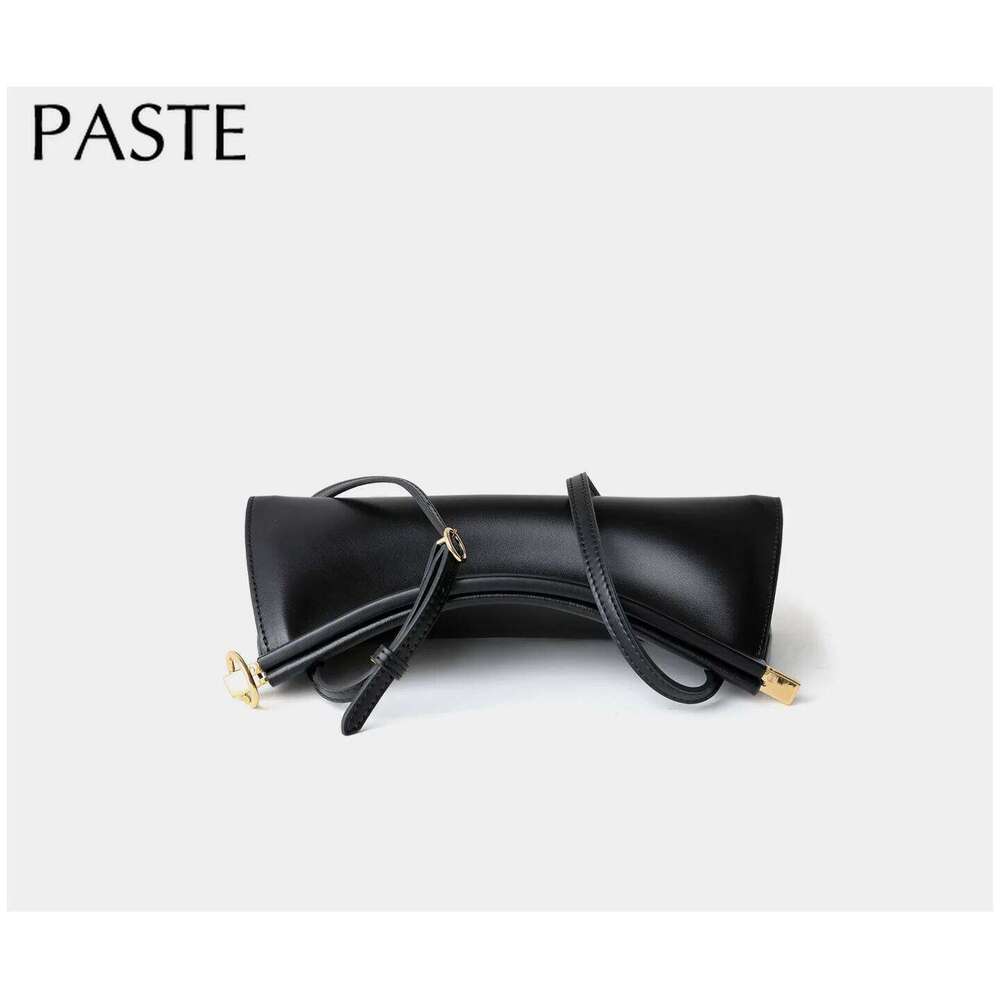 Euro French Niche Design Clip Plain Cowhide Leather Women Armpit Shoulder Bag Stylish Party Formal Ocns Handbag