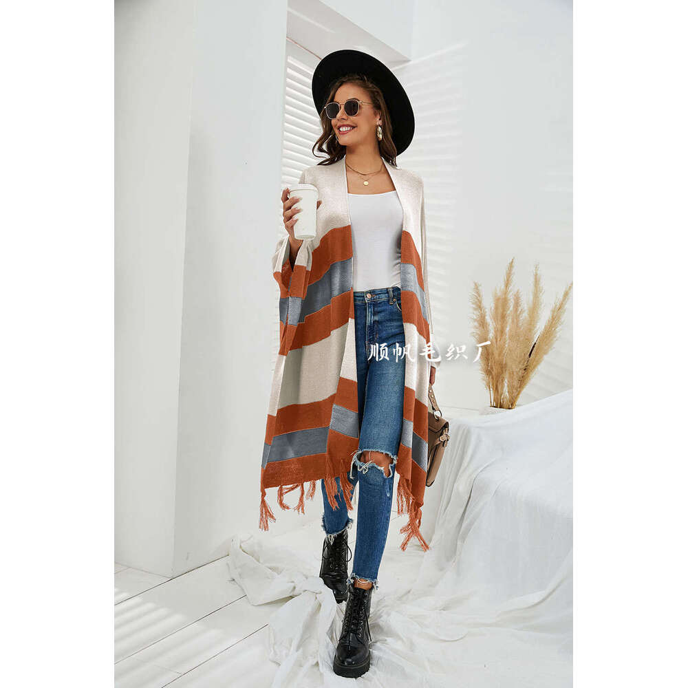Autumn Winter New Women's Clothing Plus Size Tassel Ins Sweater Knitted Cardigan Off-Shoulder Coat B5