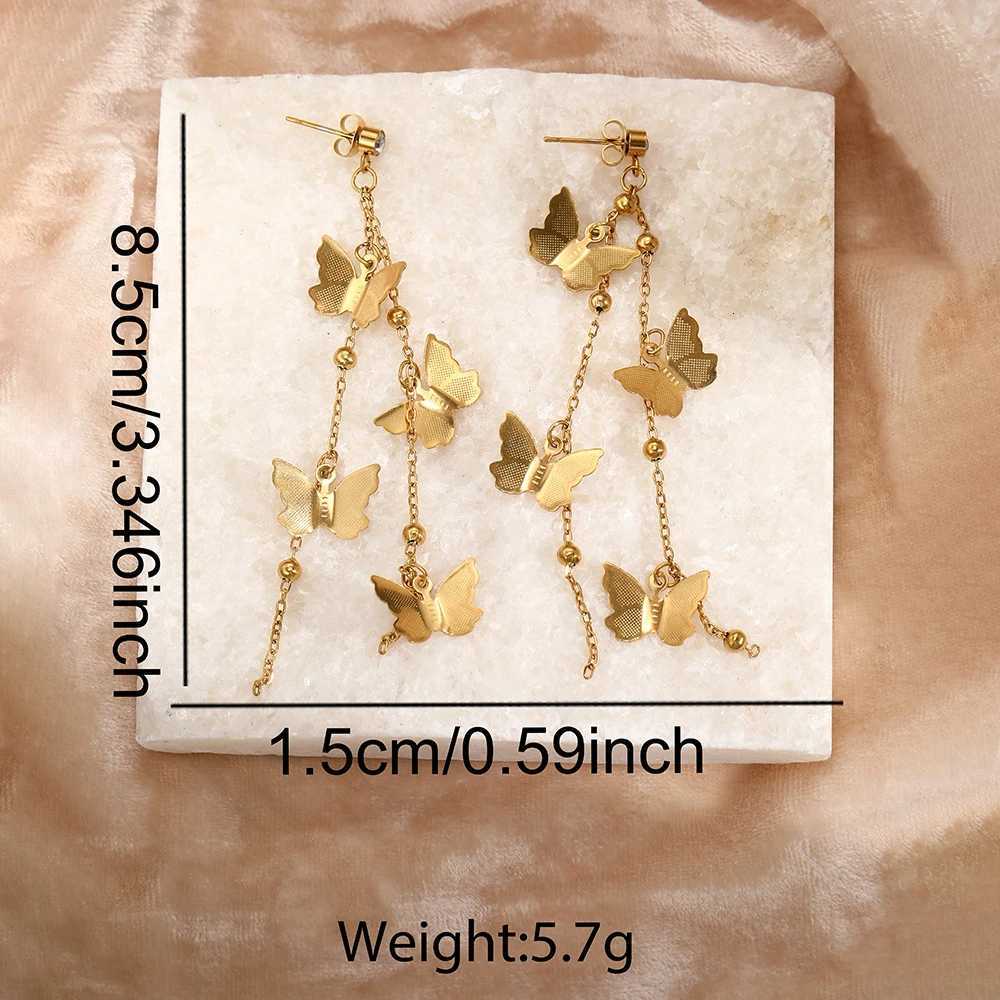 DOTIFI Stainless Steel Exaggerated Rhinestone Hollow Butterfly Tassel Pendant Female Earrings Retro Long Earrings Jewelry Gifts XJ250722