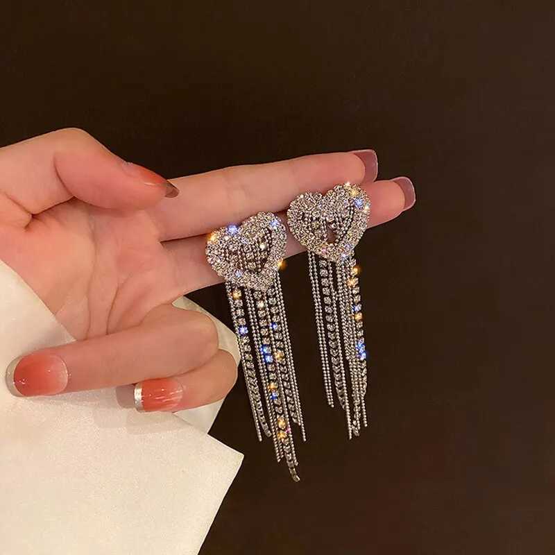Butterfly Earrings For Women Sparkly Rhinestone Long Tassel Earrings Heart Drop Earrings Wedding Party Jewelry Valentine Gifts XJ250722