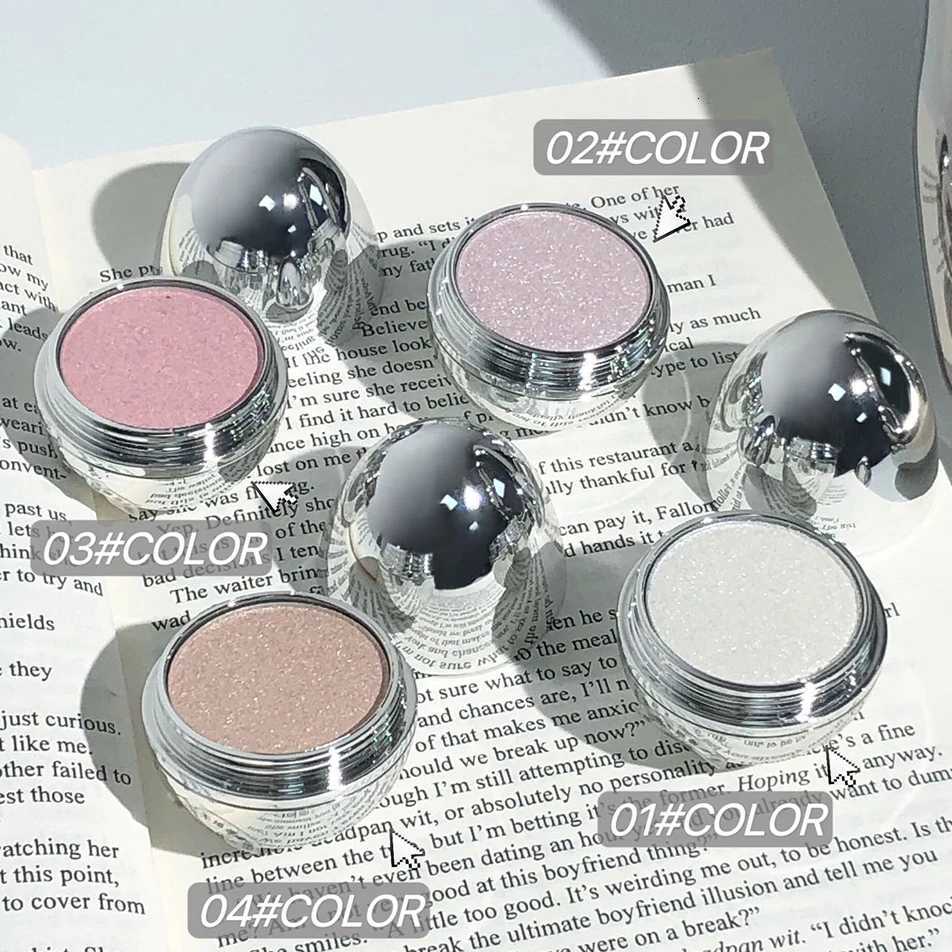 Moonlight White Glitter Highlighter Contour Palette Cute Shaped High Gloss Champagne Shimmer Makeup Brightening Highlight W250722