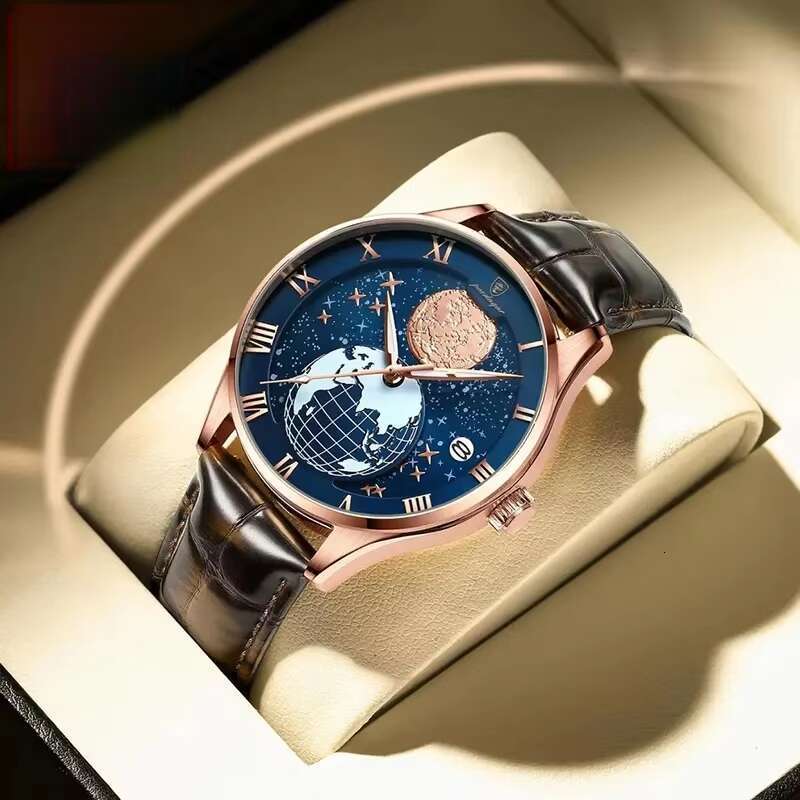 DHwatches POEDAGAR Men's Slim Waterproof Watch - 50M, Luminous, Date Display, Ultra-Thin 6mm, Stainless Steel, Quartz Wristwatch