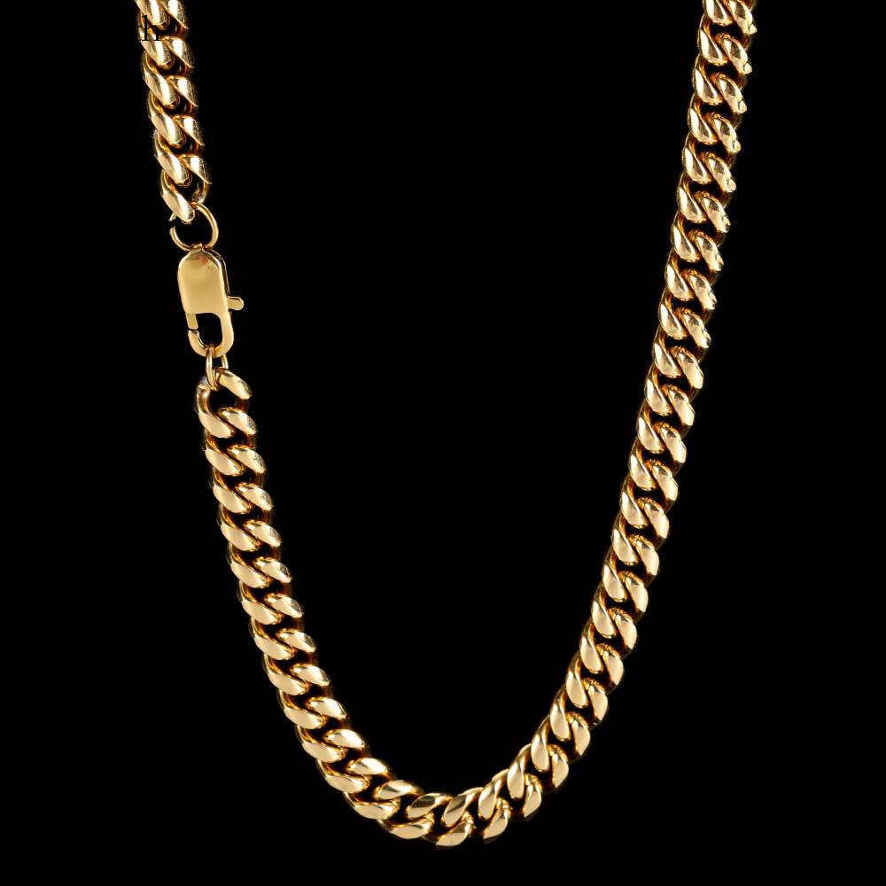 Miami Cuban Link Chain For Men Punk Gold Chains Stainless Steel Choker Necklace Hip Hop Jewelry Gift 5mm 16-30 inch