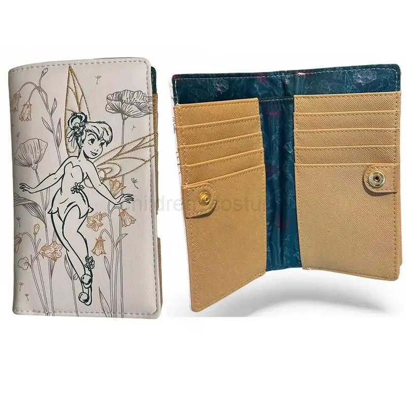 Disney Wallet Loungefly Tinker Bell Collection Disneyland Embroidery Wallet Card Bag Storage Bag Coin Purse Fashion Girls Gifts W250722