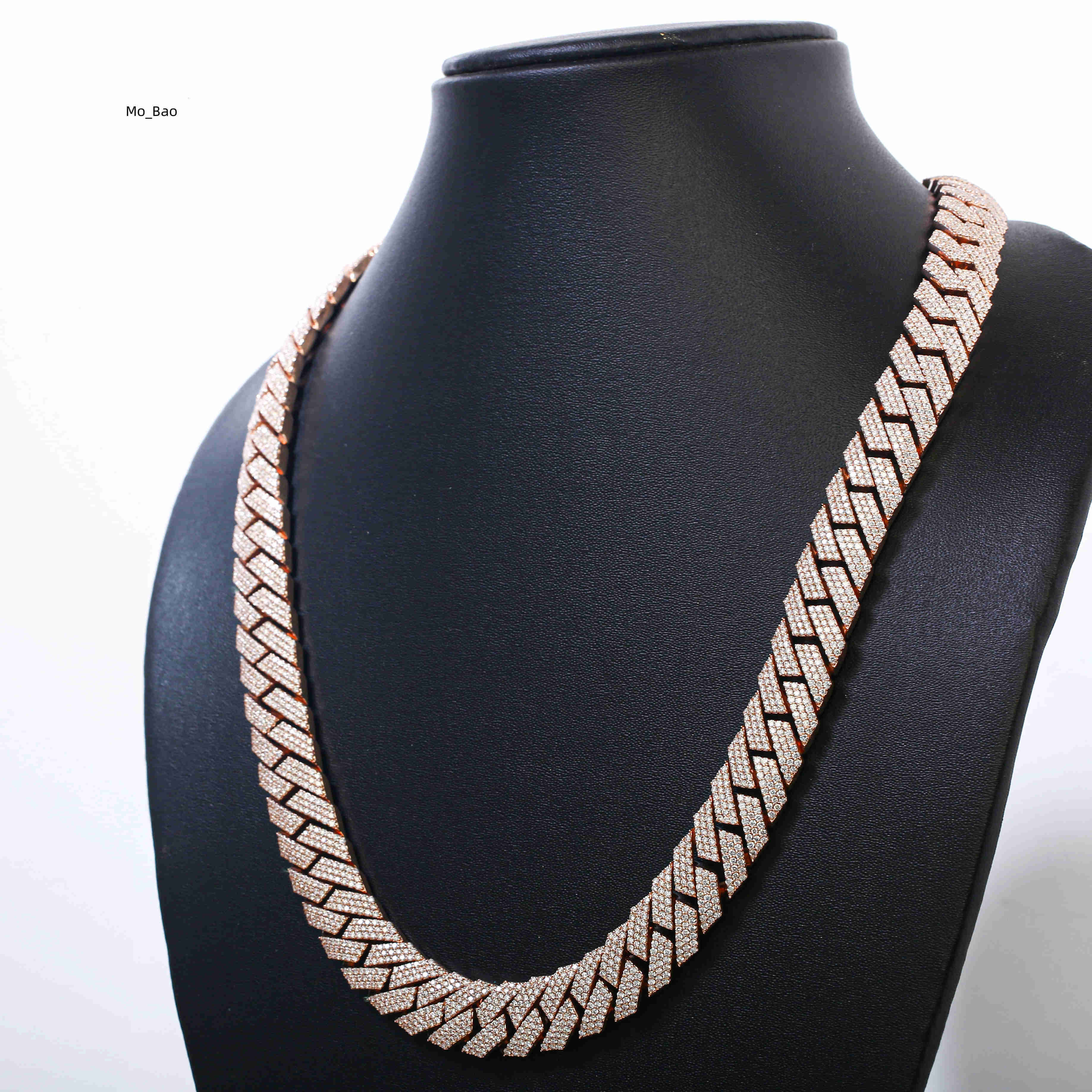 925 Sterling Silver Custom Hip Hop Chains for Men Mens Moissanite Link Cuban Chain Necklace