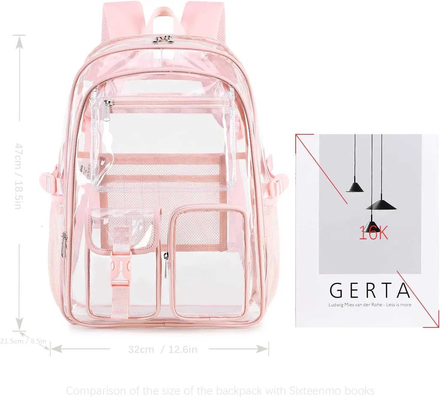 Large Clear Backpack for Girls Wen School Bookbag Heavy Duty Transparent Backpack () Girls Backpack Kids Backpack Girls Y250722
