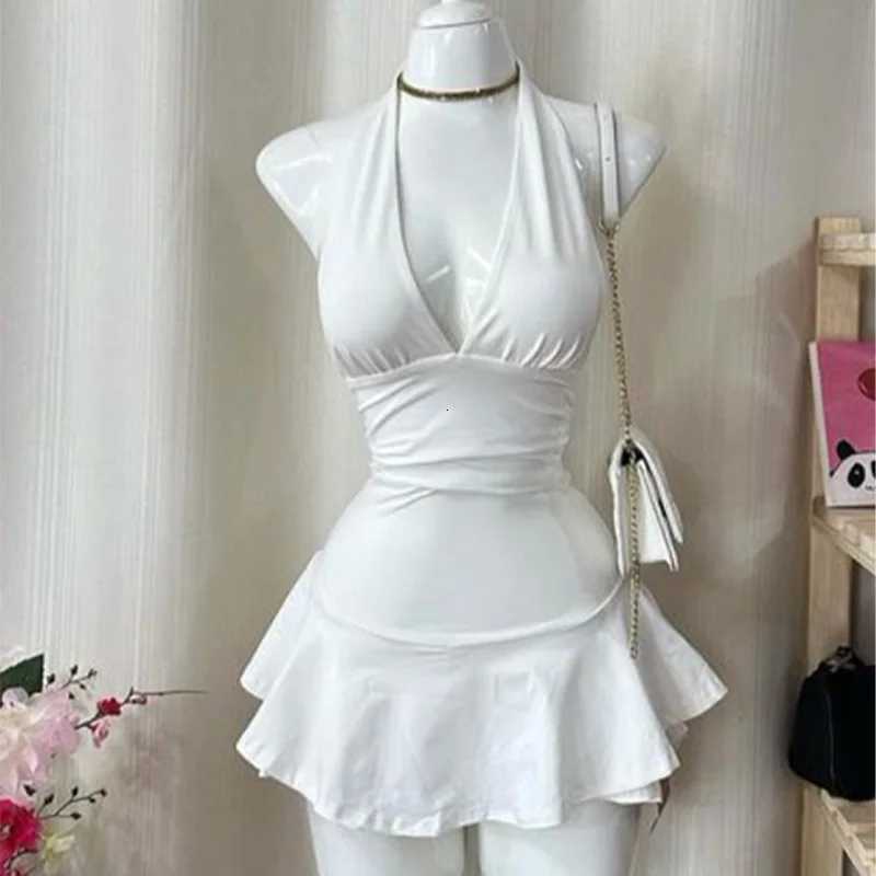 Solid Color Dress Casual Chic Dinner American Retro Hip-Hop Streetwear 2000s Crop Top Pastoral Girl Sexy Comting Womens Dress XJ250722