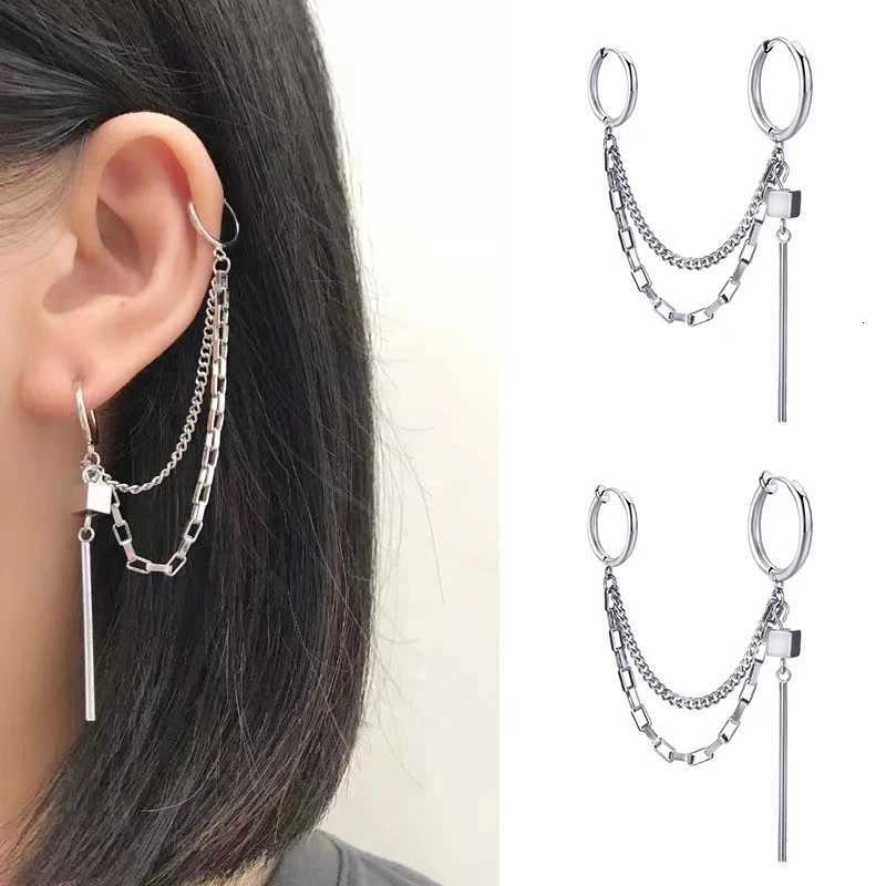 1Pcs Fashion Punk Cross Clip Earring Cross Chain Tassel Drop Pendant Metal Earrings for Women Men Hip Hop Gothic Jewelry Gift XJ250722