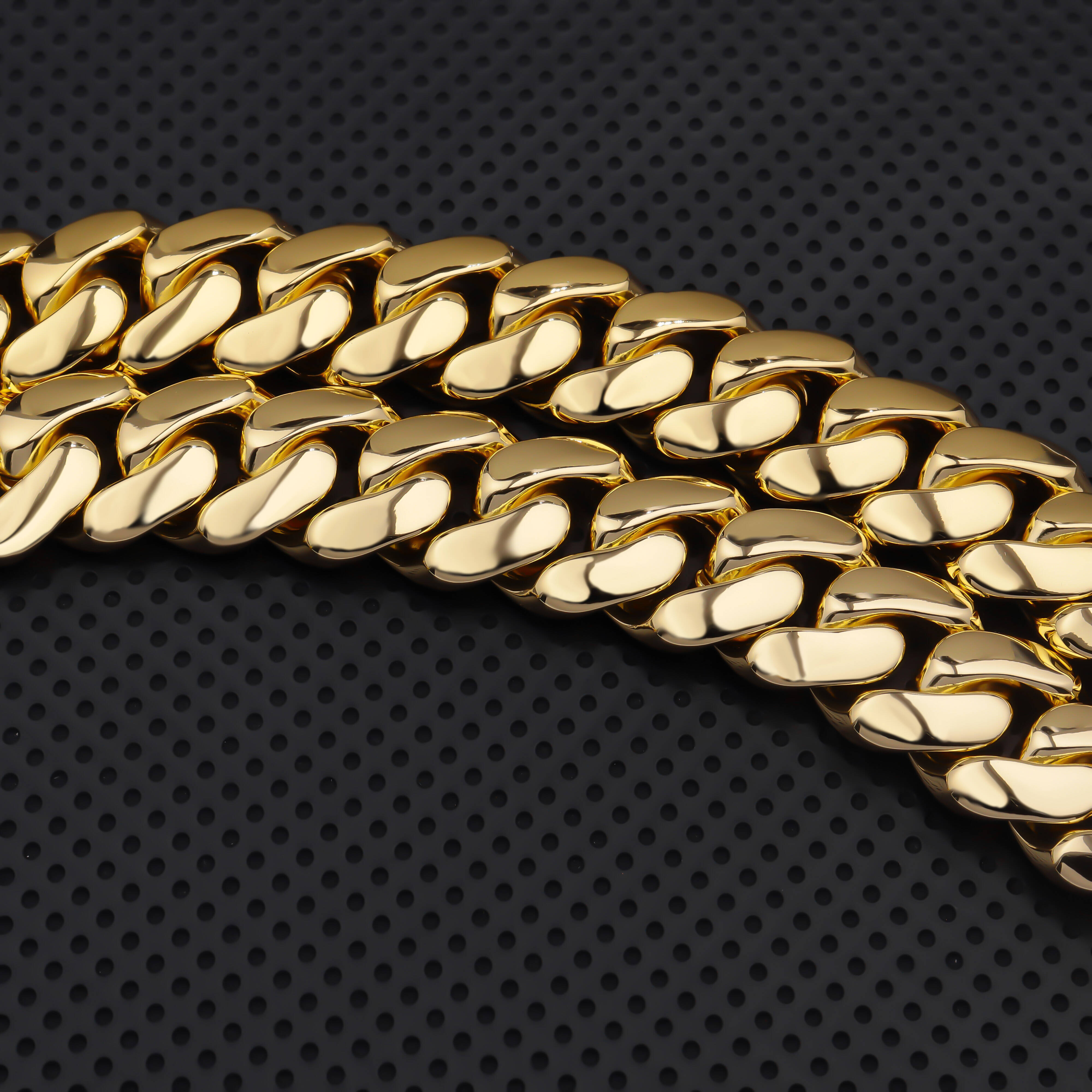 Custom Miami Cuban Link Chain 14k Real Gold Plated Iced Out Moissanite Necklace 925 Silver Hip Hop Mossanite Jewelry for Men