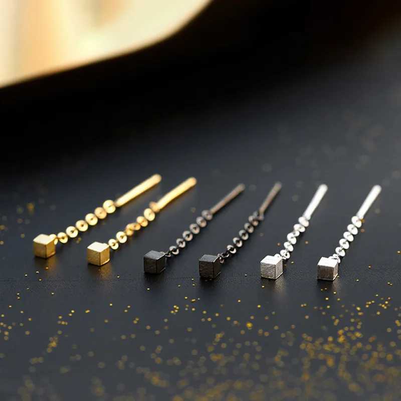 1 Pair Stainless Steel Round Ball Square Ear Wire Earrings For Women Anti-allergic Small Thin Chain Ear Pins Simple Jewelry XJ250722