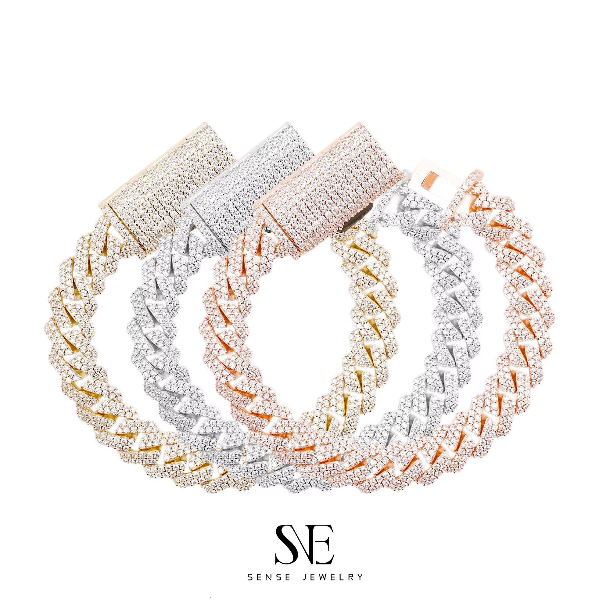 Miami Cuban Link Wedding Jewelry Set Moissanite Bracelet Bangle Hip Hop Style