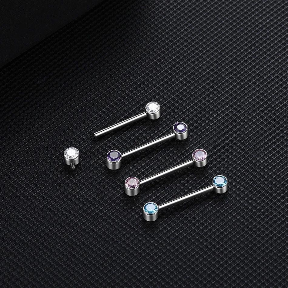 1PC 14G Implant Nipple Piercings Barbell Zircon Crystal Nipple Shield Internally Threaded Piercing Jewelry 12/14/16mm 250722