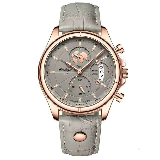 DHwatches POEDAGAR Men's Sports Chronograph Watch - 50M Waterproof, Luminous, Leather Strap, Multifunction Quartz Wristwatch for Active Men