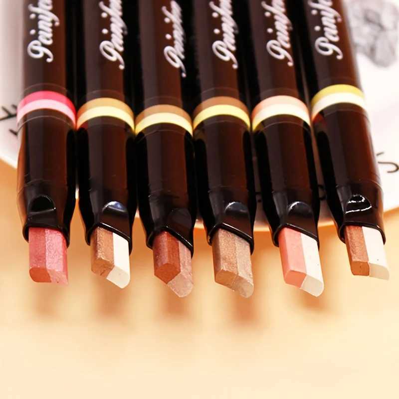 2-in-1 Highlight Glitters Eyeshadow Stick Double-ended 2-color Glitters Shimmer Earth Brown Tone Non-smudged Eye Makeup W250722