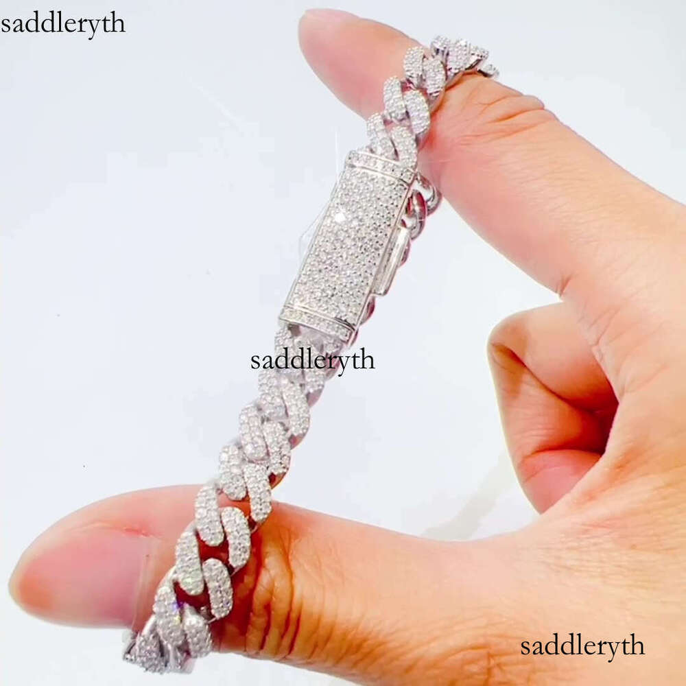 Chains 8mm 18-24inch Sterling Sier VVS Moissanite Cuban Chain Necklace 7/8/9inch Bracelet For Women/Men Nice Gift