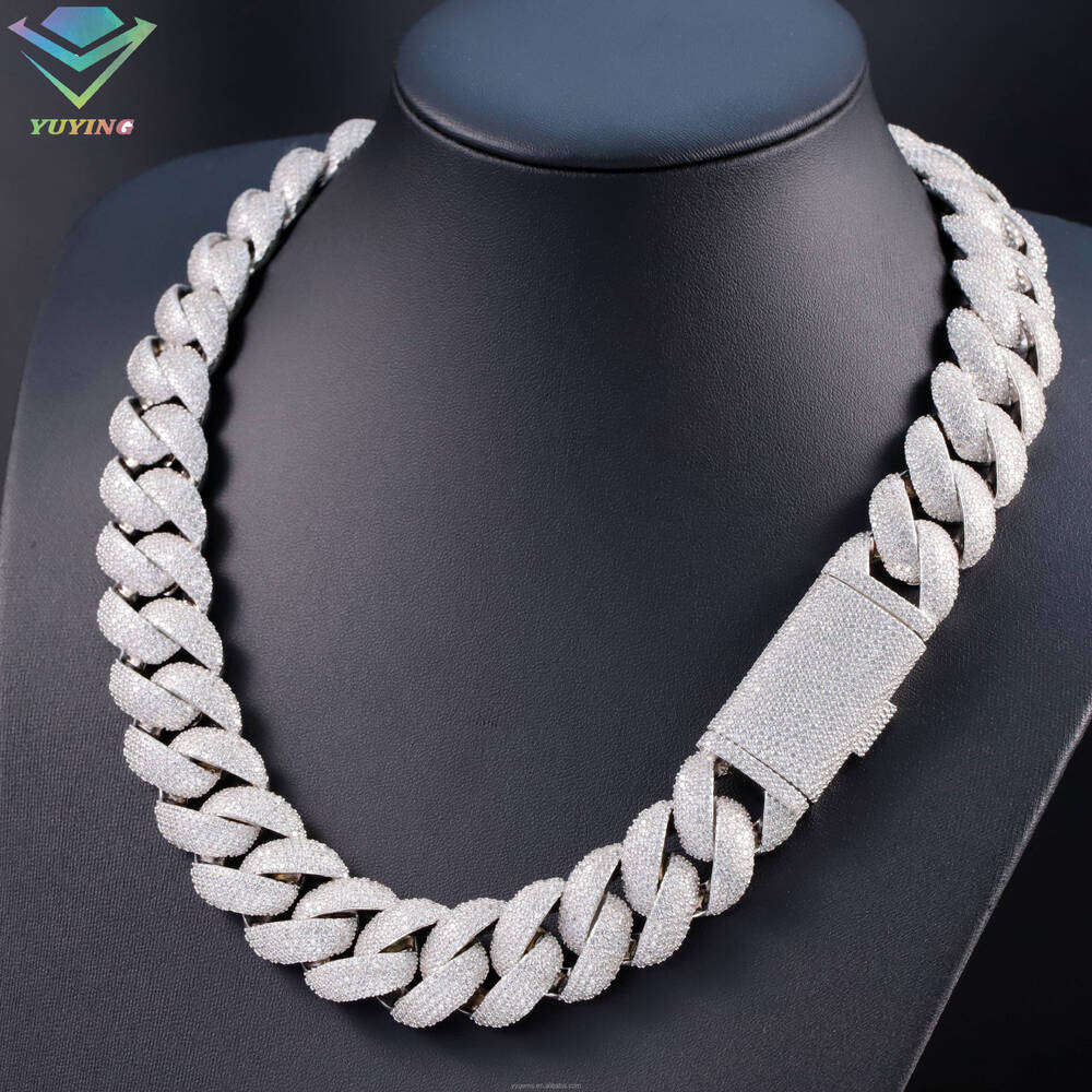 Hip Hop Luxury 20mm 5 Rows Diamonds Iced Out Moissanite S925 Silver Miami Cuban Link Chain Necklace Men With GRA Certificate