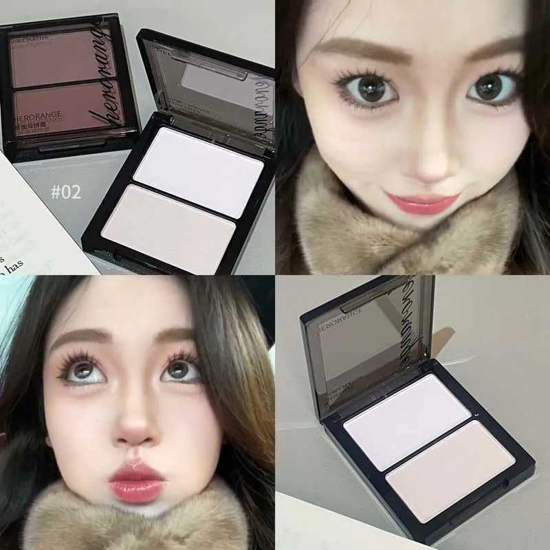 2-Color Full Matte Highlighter Contour Palette Natural Highlight Powder Contouring B Palette Makeup Eyeshadow Lying Silkworm W250722
