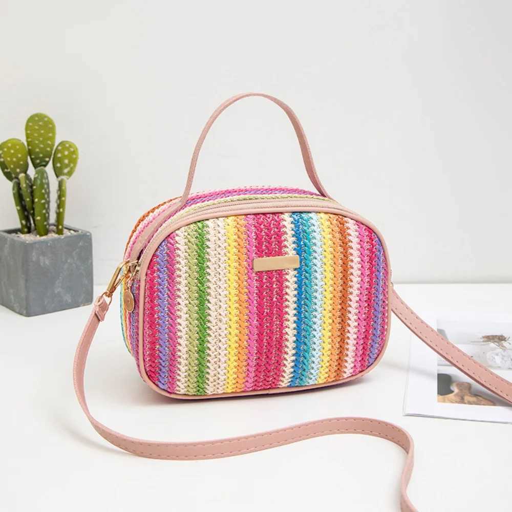 Rattan Knitting Wen Str Bag Beach Summer Chain Small Purse and Handbag Fem Shoulder Crossbody Bags Travel Design Flap Bag Y250722