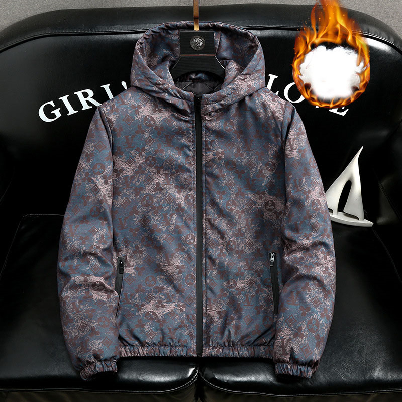 new Free Shipping Designer Winter Trend Letter Print Mens Cotton Jacket with Additional Cotton Padding and Hood Comfortable and Warm Cotton Coat