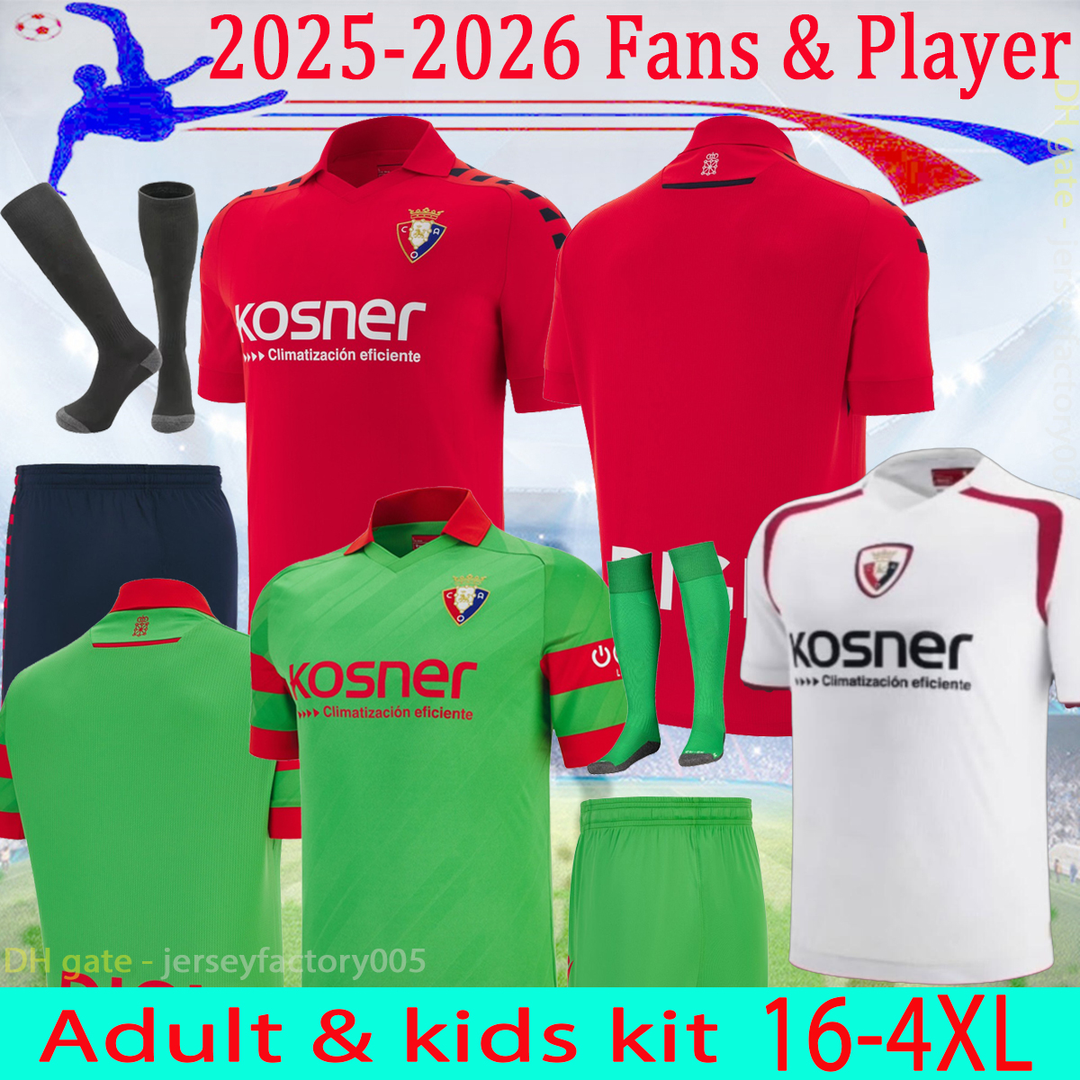 25 26 Osasuna Soccer Jerseys Lucas Oroz Ante Budimir Bryan Zaragoza Kike Barja 2025 Football Shirt kids Uniforms 16-4XL