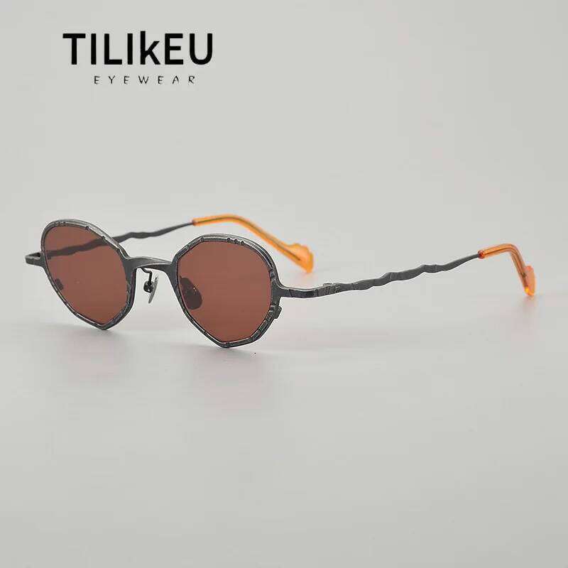 New Pure Titanium Retro Punk Style Polarized Sunglasses UV400 Fashion Cat Eye Oval Classic Men Women Leisure Travel Sun Glasses