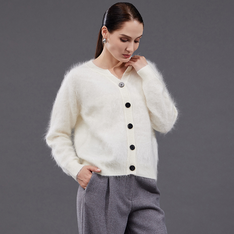 100% Pure Cashmere Women's Fashion Scissor Collar Cashmere Knit Cardigan Sweater Jacket hot-sale products