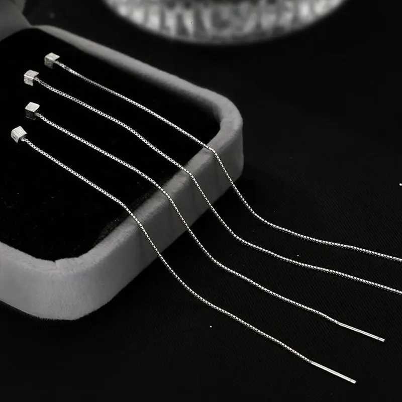 1Pair S925 Silver Needle 13CM Square Earrings Line Tassel Chain Drop Earrings Womens Straight Line Jewelry New Year GiftsXJ250722