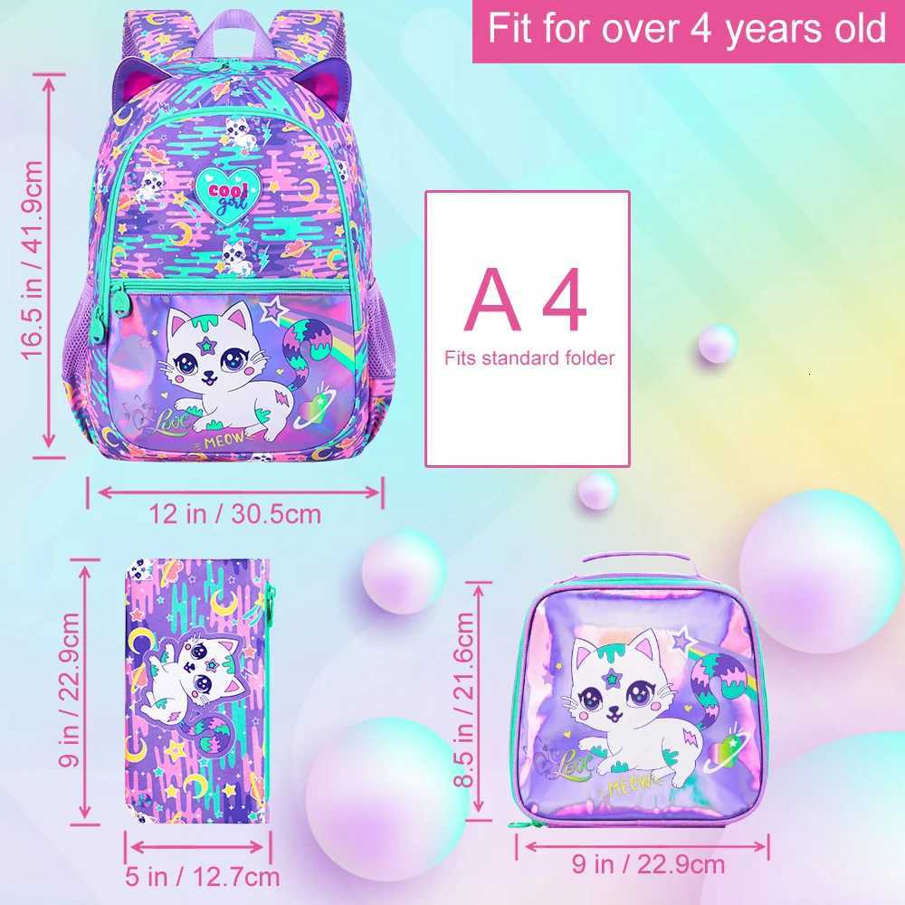 16.5 Backpack for Girls 3Pcs Kids Bookbag Set for Kindergarten/Preschool/Elementary School? Waterproof Lightweight Backpack Y250722